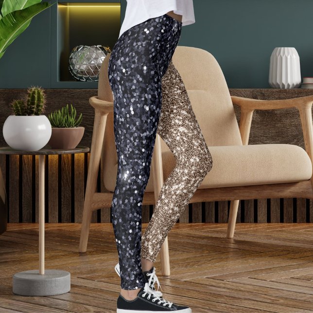 Black Brown Tan Glitter Texture Seamless Pattern  Leggings (Creator Uploaded)
