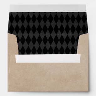Black Brown Vintage Harlequin Halloween Envelope