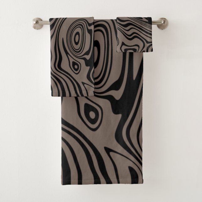 Black Brown Wavy Striped Bath Towels Choose Colour (Insitu)