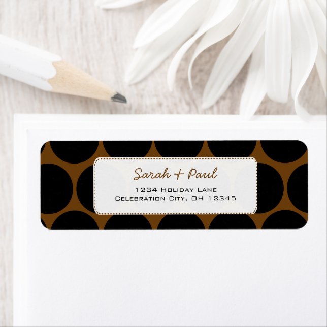 Black & Brown Whimsical Dots Return Address Label (Insitu)
