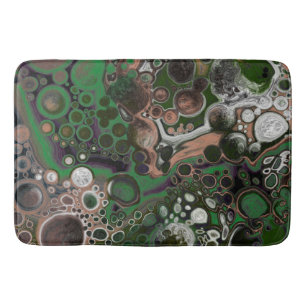 Black, Brown, White and Green Fluid Art   Bath Mat