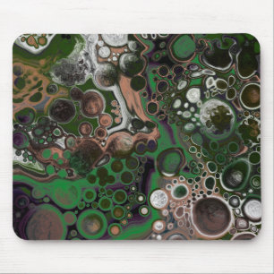 Black, Brown, White and Green Fluid Art Mouse Mat