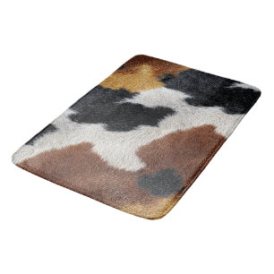 Black, Brown White Cowhide Pattern Bath Mat