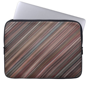 Black, Brown & White Diagonal Stripes Laptop Sleeve