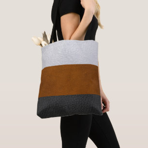 Black, Brown, White Faux Leather - Tote Bag