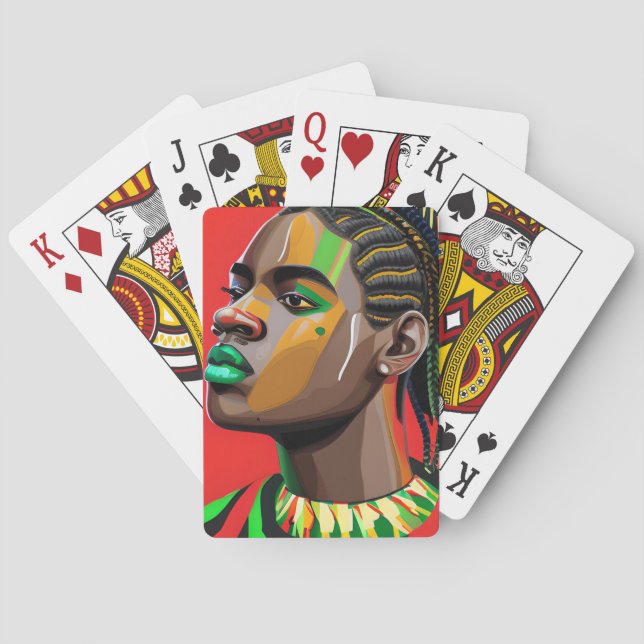 Black Bruh Melanin Dad Juneteenth King African Son Playing Cards (Back)