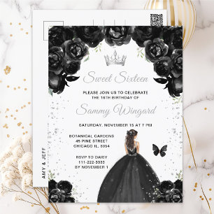 Black Brunette Hair Princess Sweet Sixteen Postcard