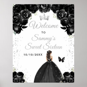 Black Brunette Hair Princess Sweet Sixteen Welcome Poster