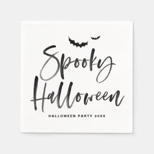 Black Brush Lettering Spooky Halloween Napkin