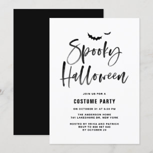 Black Brush Lettering Spooky Halloween Party Invitation