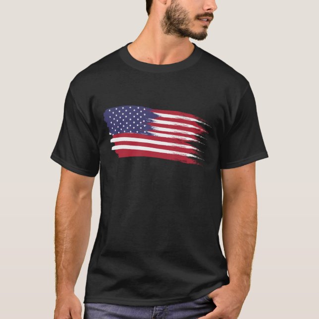 Black Brush Stroke American Flag Shirt (Front)
