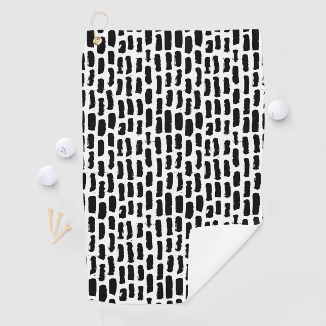 Black Brush Strokes Pattern Golf Towel (InSitu)