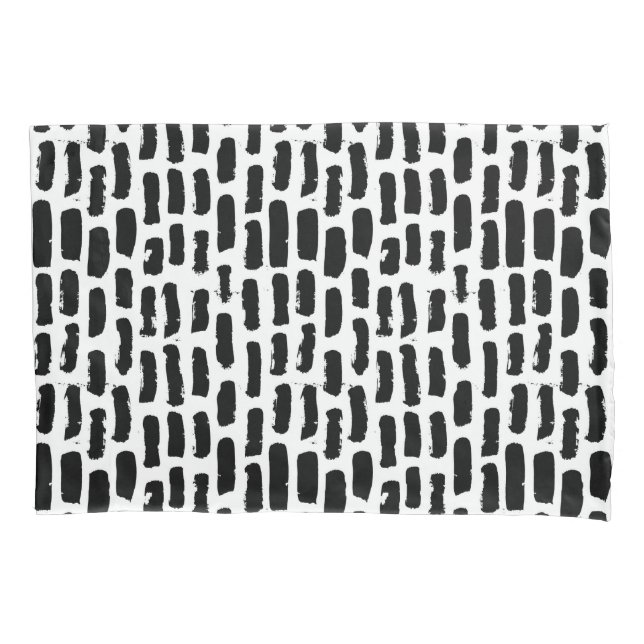 Black Brush Strokes Pattern Pillowcase (Front-Left)