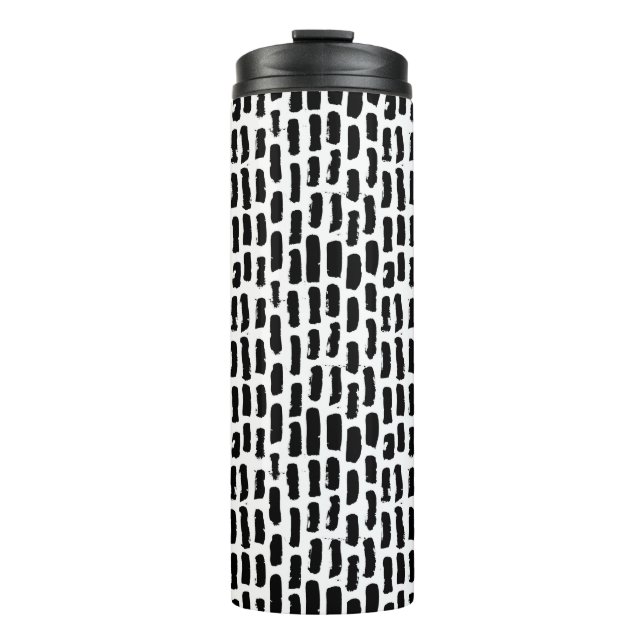 Black Brush Strokes Pattern Thermal Tumbler (Front)