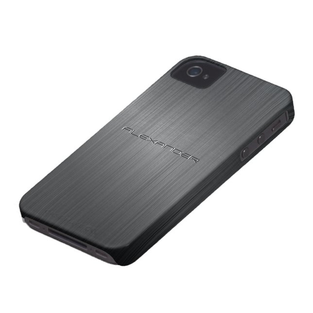 Black Brushed Aluminium Metal Look Pattern Case-Mate iPhone Case (Bottom)
