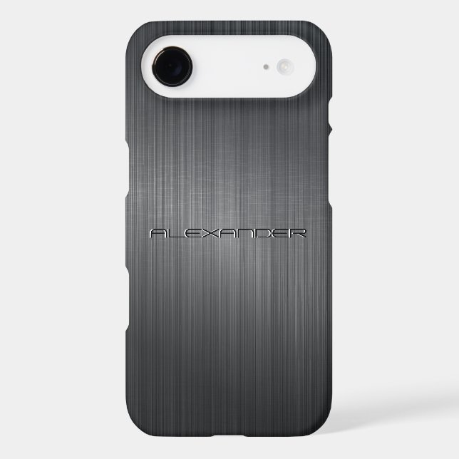 Black Brushed Aluminium Metal Look Pattern Case-Mate iPhone Case (Back)