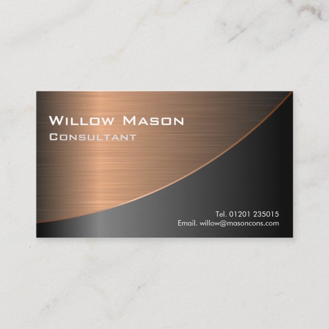Black Brushed Copper Curved, Business Card (Front)