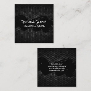 Black Brushed Geometric Patterns Square Business Card