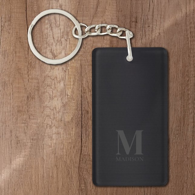Black Brushed Metallic Monogram Key Ring (Creator Uploaded)
