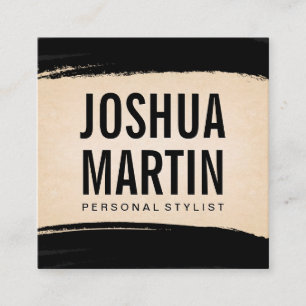 Black Brushed   Paper Texture Square Business Card