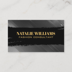 Black Brushed Stroke   Gray Abstract Background Business Card