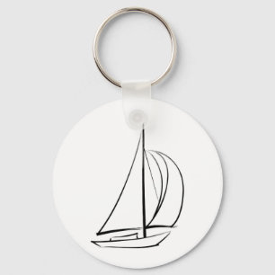 Black Brushstroke Sailboat Key Ring
