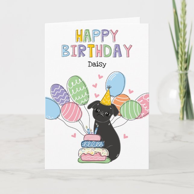 Black Brussels Griffon Dog Birthday Card (Front)