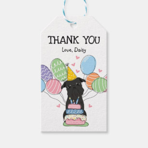 Black Brussels Griffon Dog Birthday Favour Gift Tags