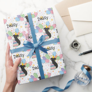 Black Brussels Griffon Dog Birthday Party Wrapping Paper