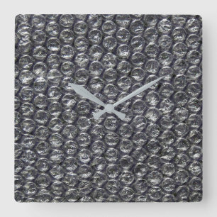black bubble wrap square wall clock