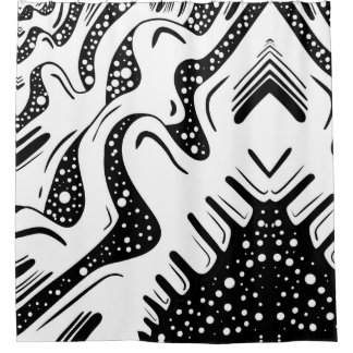 Black Bubbles Abstract Swirl Pattern Shower Curtain