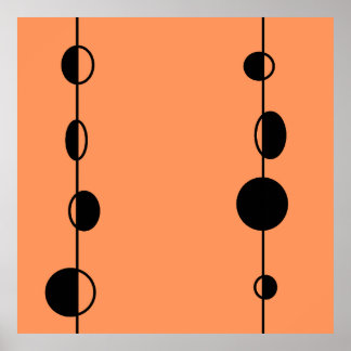 Black bubbles and lines on "peach fuzz" background poster