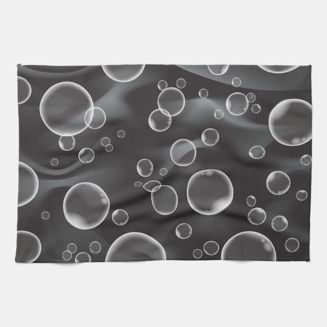 Black Bubbles Kitchen Towel Home Decor (Horizontal)