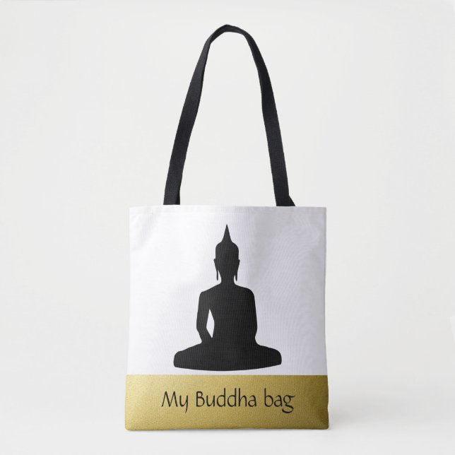 Black Buddha Gold Personalised Tote Bag (Front)