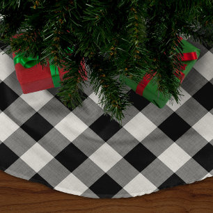 Black Buffalo Check Farmhouse Holiday Brushed Polyester Tree Skirt
