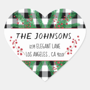 Black Buffalo Check Holiday Return Address Sticker