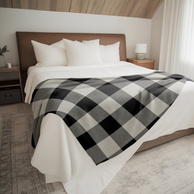 Black Buffalo Check | Modern Farmhouse Decor Fleece Blanket (Creator Uploaded)