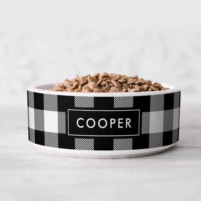 Black Buffalo Check Name Monogram Bowl (Creator Uploaded)