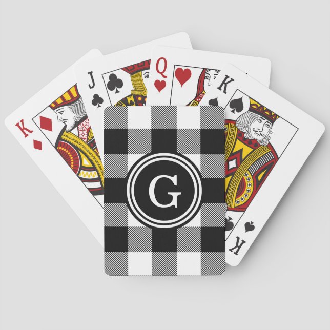 Black Buffalo Check Plaid 1IR Playing Cards (Back)