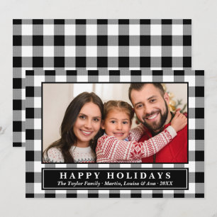 Black Buffalo Plaid Christmas Photo Holiday Card