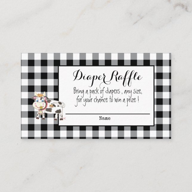 Black Buffalo Plaid Diaper Raffle Enclosure Card (Front)