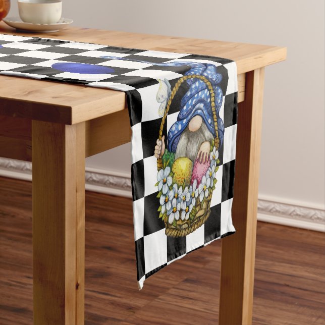 Black Buffalo Plaid Easter Gnome Table Runner (In Situ)