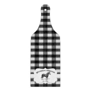 Black Buffalo Plaid Farm Horse Cutting Board