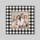 Black Buffalo Plaid Farmhouse Christmas Photo Canvas Print<br><div class="desc">This farmhouse style plaid Christmas holiday wall art canvas features a custom square family photo space framed by a tan border with a black and white buffalo check / plaid patterned background. Photo tip: crop your photo to a square shape prior to upload.</div>