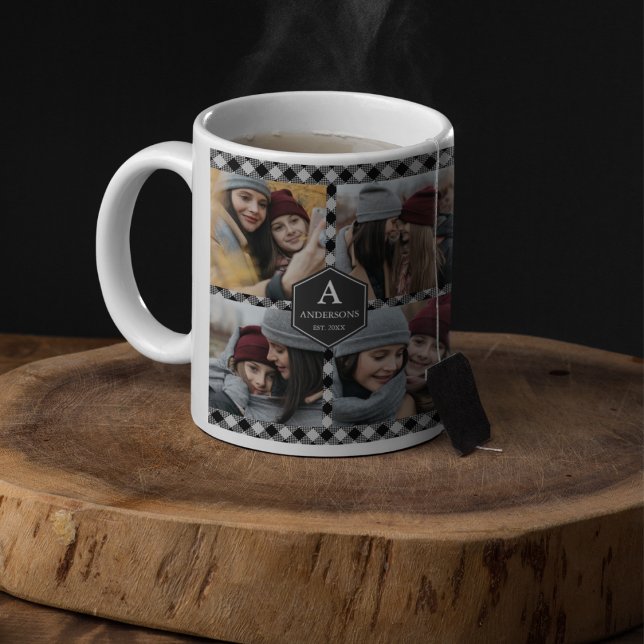 Black Buffalo Plaid Lumberjack Photo Collage Coffee Mug (Creator Uploaded)
