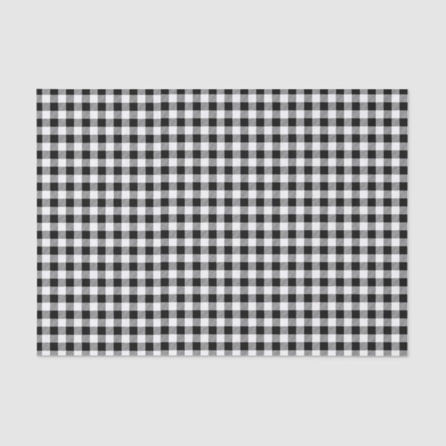 Black Buffalo Plaid Minimal Simple Check Tissue Paper (Front)