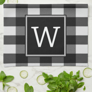 Black Buffalo Plaid Monogram Towel