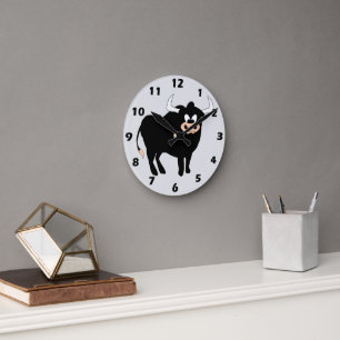 Black Bull Design Round Clock