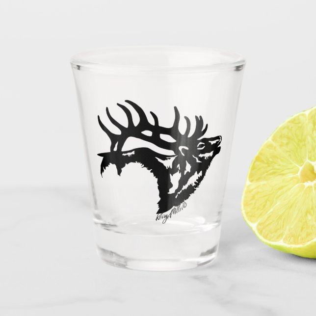 Black Bull Elk Shot Glass (Front)