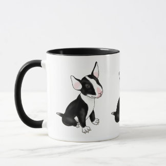 Black bull terrier puppy mug